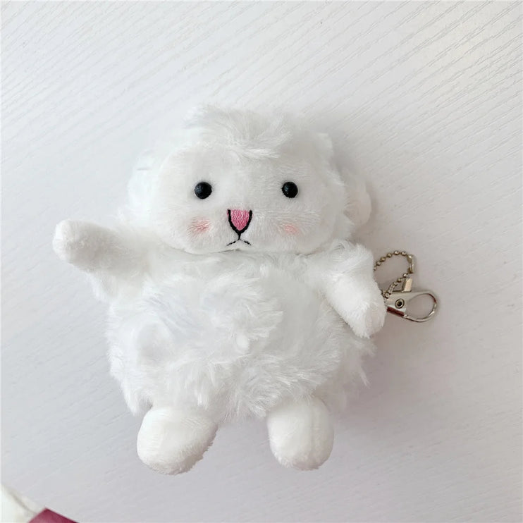 Cute Soft Fluffy Plush Sheep Cartoon Earphone Headphone Case AirPods