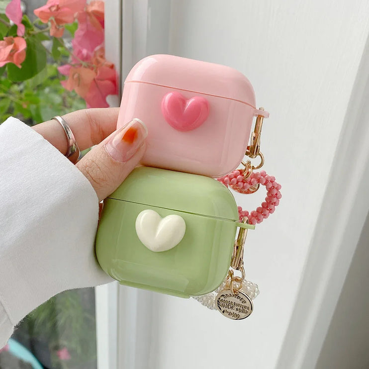 Cute 3D Love Heart Design Earphone Headphone Case for AirPods