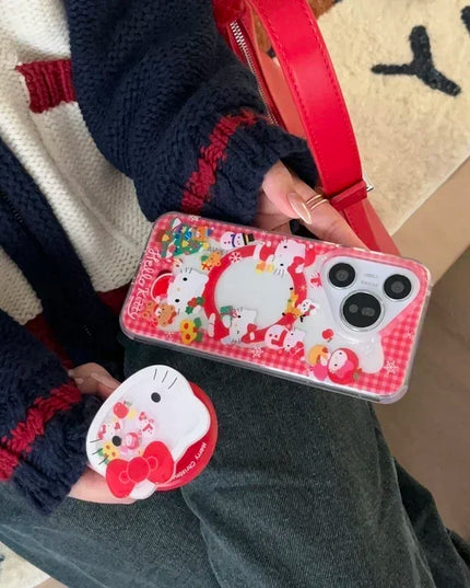 Cute Sanrio Hello Kitty Christmas Holiday Magnetic Holder MagSafe Phone Case Cover for iPhone