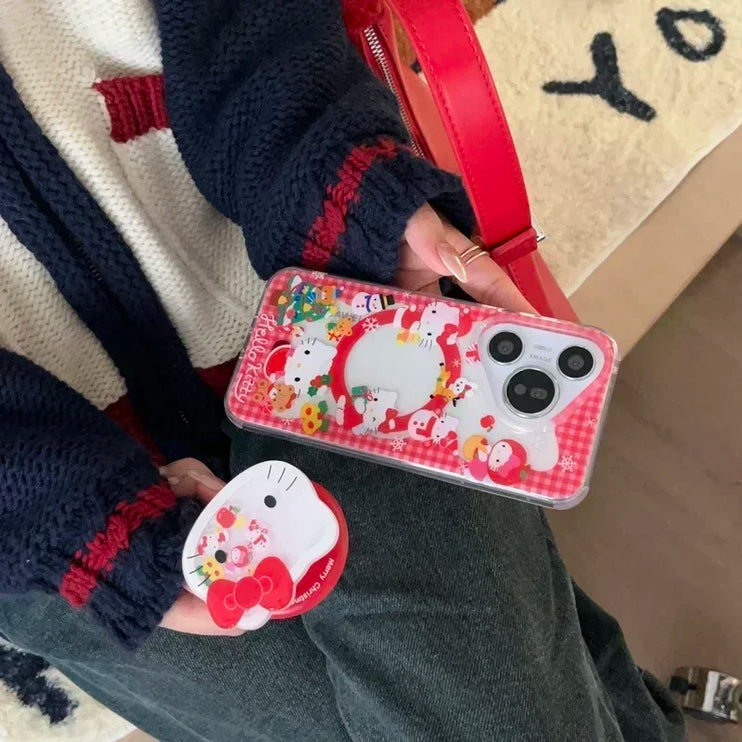 Cute Sanrio Hello Kitty Christmas Holiday Magnetic Holder MagSafe Phone Case Cover for iPhone