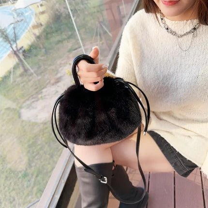 Cute Soft Fluffy Faux Fur Fashion Handbag Shoulder & Crossbody Bag