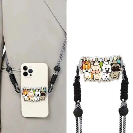 Universal Cute Cartoon Cat & Dog Phone Lanyard Crossbody Strap for iPhone & Android