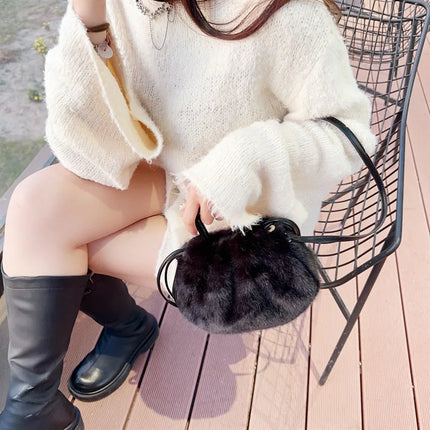 Cute Soft Fluffy Faux Fur Fashion Handbag Shoulder & Crossbody Bag