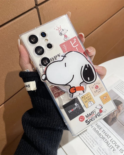 Cute Fun Snoopy Cartoon Magnetic Holder MagSafe Phone Case Cover for Samsung Galaxy