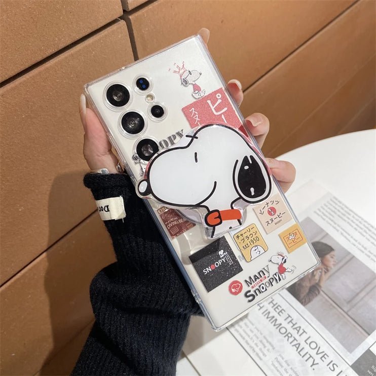 Cute Fun Snoopy Cartoon Magnetic Holder MagSafe Phone Case Cover for Samsung Galaxy