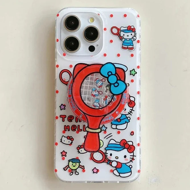 Cute Cartoon Sanrio Hello Kitty Magnetic Grip Holder MagSafe Wireless Charge Phone Case for iPhone