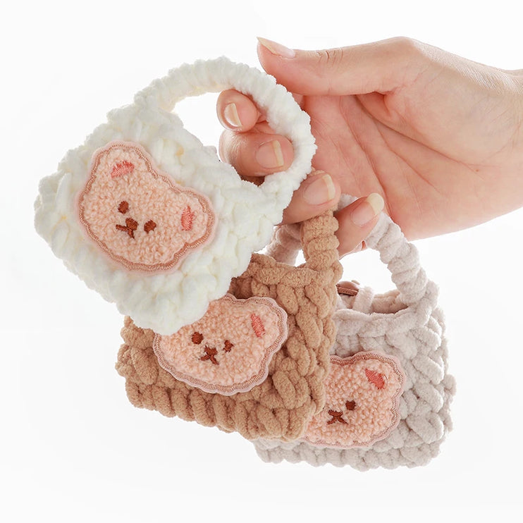 Cute Handmade Crochet Teddy Bear Earphone Headphone Case Storage Bag for AirPods