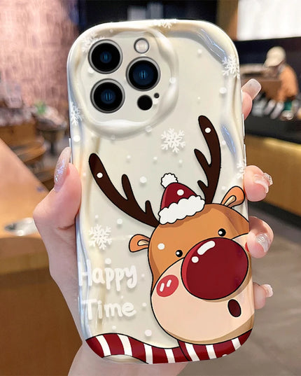 Christmas Holiday Santa & Reindeer Design Phone Case Cover for iPhone