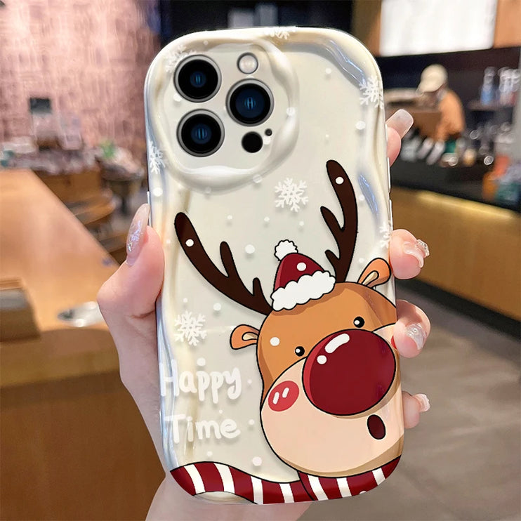 Christmas Holiday Santa & Reindeer Design Phone Case Cover for iPhone