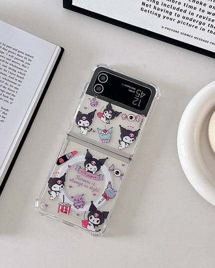 Cute Sanrios Cinnamoroll Kuromi Melody Magnetic Holder MagSafe Phone Case Cover for Samsung Z Flip