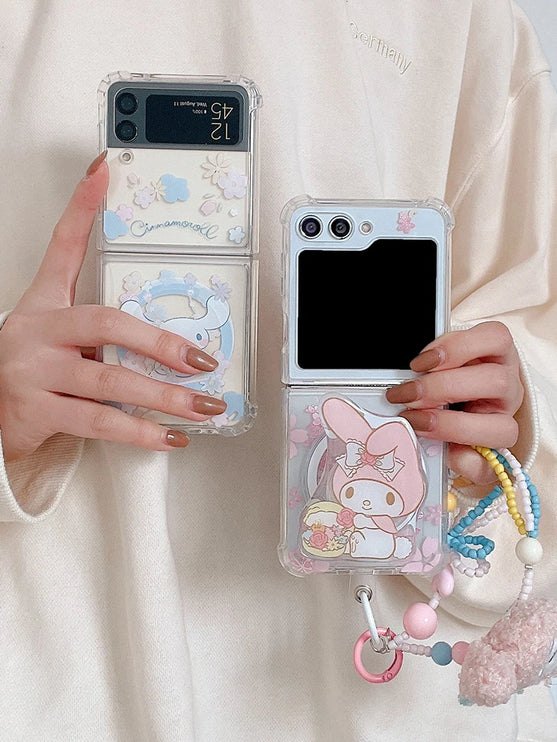 Cute Sanrios Cinnamoroll Kuromi Melody Magnetic Holder MagSafe Phone Case Cover for Samsung Z Flip