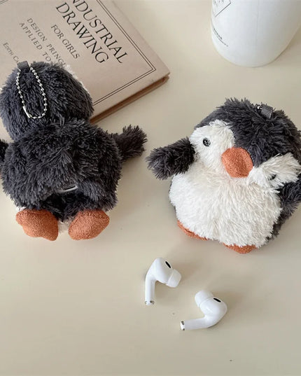 Cute Soft Fluffy Plush Penguin Earphone Headphone Case Cover for AirPods