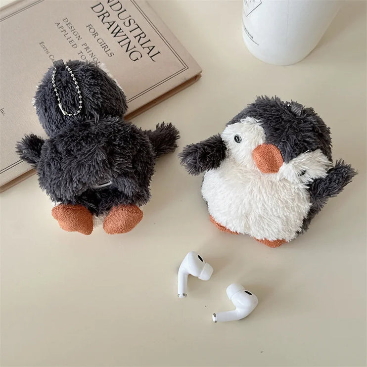 Cute Soft Fluffy Plush Penguin Earphone Headphone Case Cover for AirPods