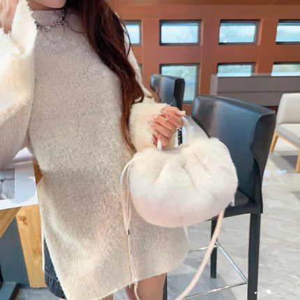 Cute Soft Fluffy Faux Fur Fashion Handbag Shoulder & Crossbody Bag