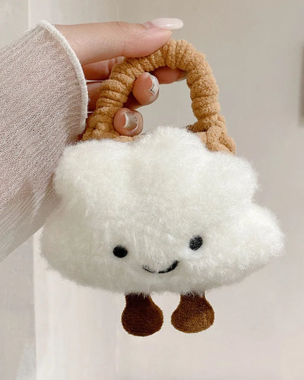 Cute Cloud Knitted Wool Case for AirPods - Soft Furry Protective Cover for Apple Earbuds