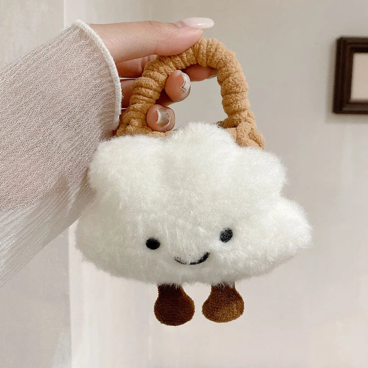 Cute Cloud Knitted Wool Case for AirPods - Soft Furry Protective Cover for Apple Earbuds