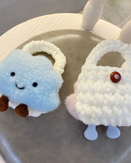 Cute Cloud Knitted Wool Case for AirPods - Soft Furry Protective Cover for Apple Earbuds