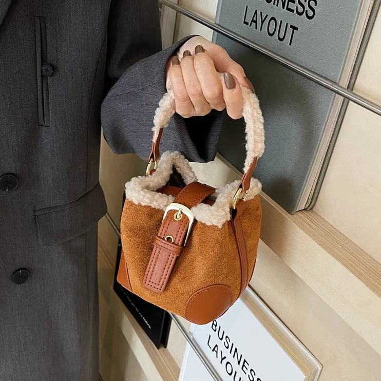 Stylish Retro Plush Fashion Handbag Mini Shoulder & Crossbody Bag