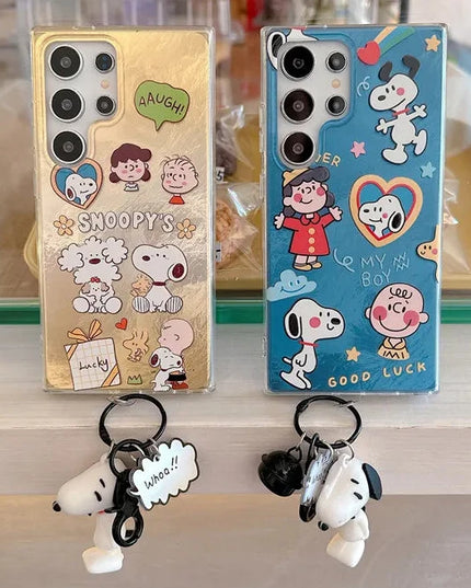 Cute Snoopy Charlie Brown Keychain Charm Phone Case Cover for Samsung Galaxy