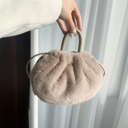 Cute Soft Fluffy Faux Fur Fashion Handbag Shoulder & Crossbody Bag