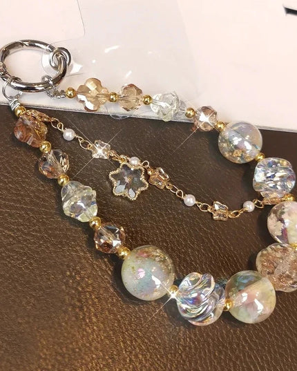 Beautiful Sparkling Dreamy Starry Crystal Beaded Phone Keychain Wrist Hand Strap