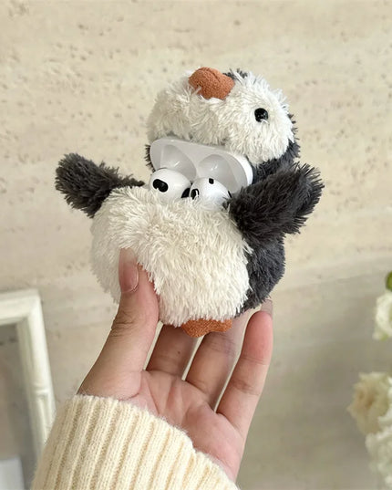 Cute Soft Fluffy Plush Penguin Earphone Headphone Case Cover for AirPods