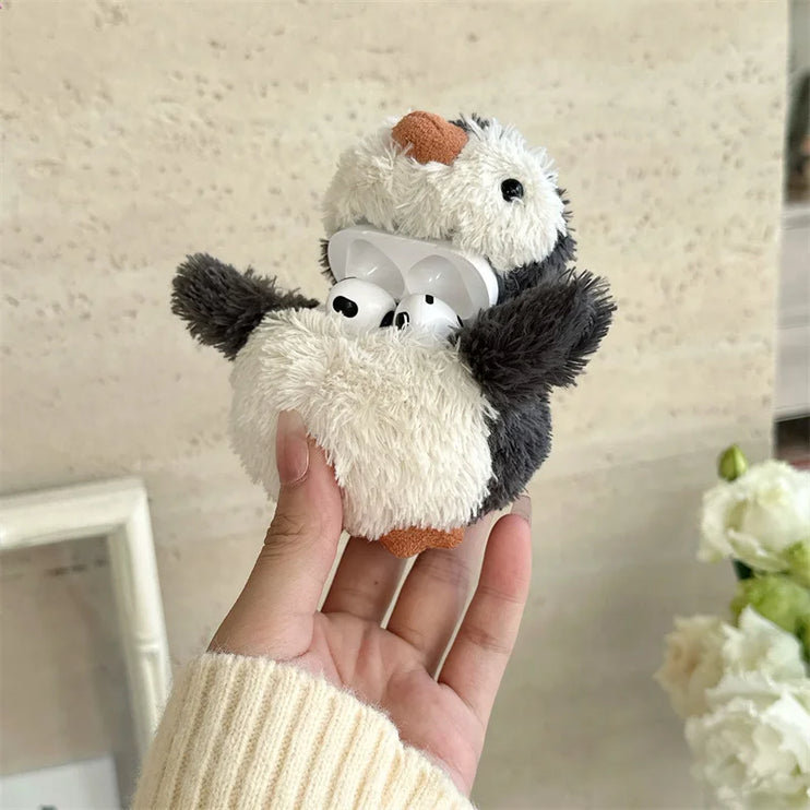 Cute Soft Fluffy Plush Penguin Earphone Headphone Case Cover for AirPods