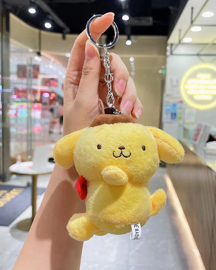 Cute Sanrio Hello Kitty Me Melody Pudding Dog Cinnamoroll Plushie Keychain Phone Bag Charm