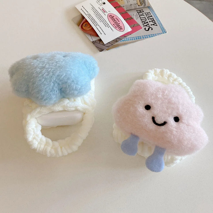 Cute Cloud Knitted Wool Case for AirPods - Soft Furry Protective Cover for Apple Earbuds