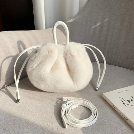 Cute Soft Fluffy Faux Fur Fashion Handbag Shoulder & Crossbody Bag