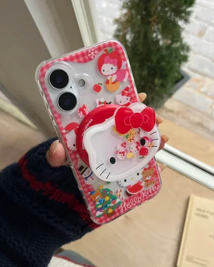 Cute Sanrio Hello Kitty Christmas Holiday Magnetic Holder MagSafe Phone Case Cover for iPhone