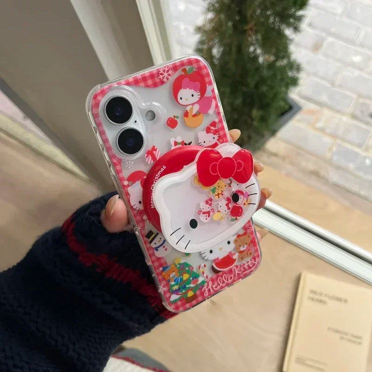 Cute Sanrio Hello Kitty Christmas Holiday Magnetic Holder MagSafe Phone Case Cover for iPhone