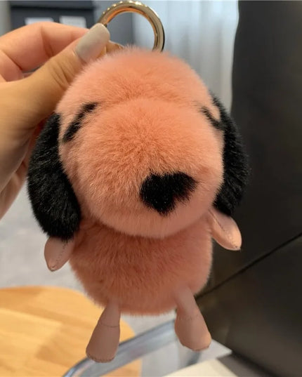 Cute Fluffy Fur Plushie Puppy Dog Pendant Keychain Phone Bag Charm