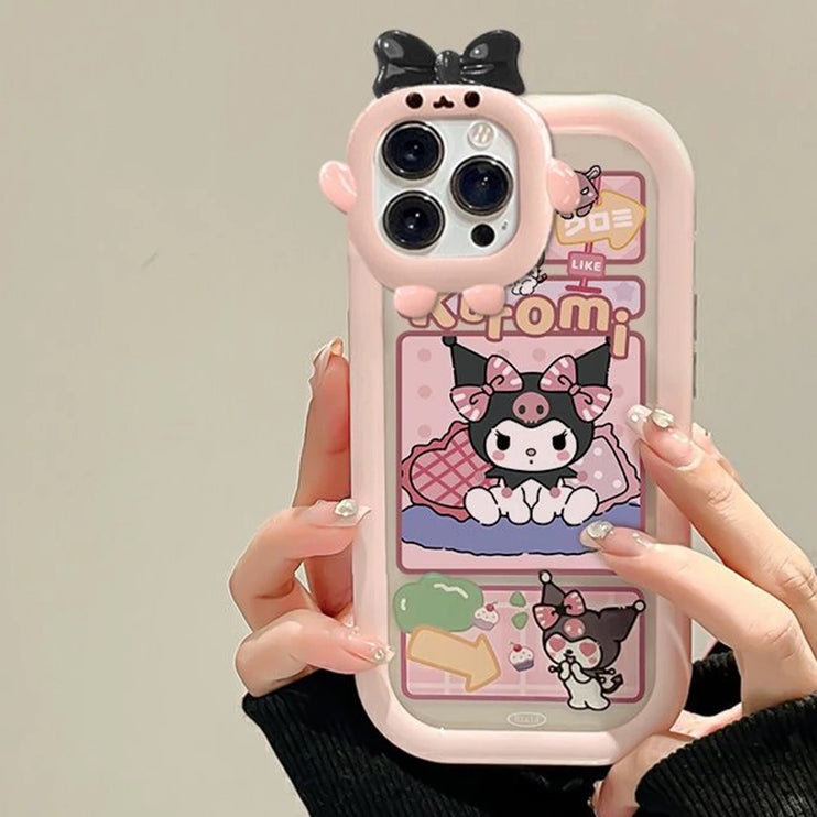 Adorable 3D Kuromi Bow-Knot Phone Case Cover for iPhone