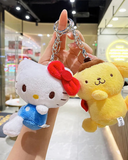 Cute Sanrio Hello Kitty Me Melody Pudding Dog Cinnamoroll Plushie Keychain Phone Bag Charm