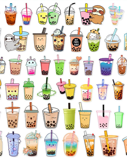 10/30/50PCS INS Style Cute Animal Bubble Boba Tea Stickers Cartoon Drink Aesthetic Decoration