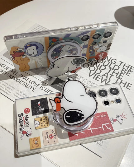 Cute Fun Snoopy Cartoon Magnetic Holder MagSafe Phone Case Cover for Samsung Galaxy