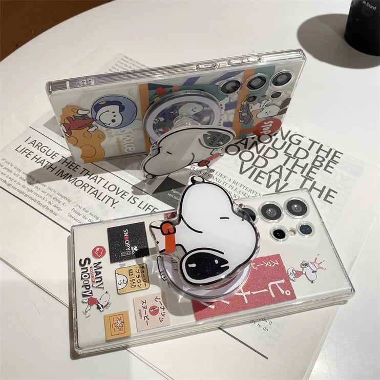 Cute Fun Snoopy Cartoon Magnetic Holder MagSafe Phone Case Cover for Samsung Galaxy