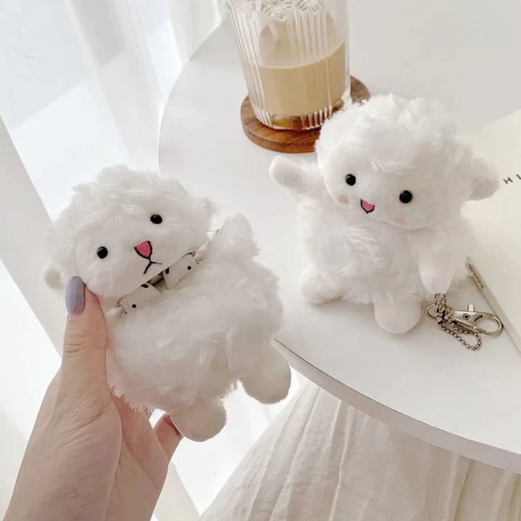 Cute Soft Fluffy Plush Sheep Cartoon Earphone Headphone Case AirPods