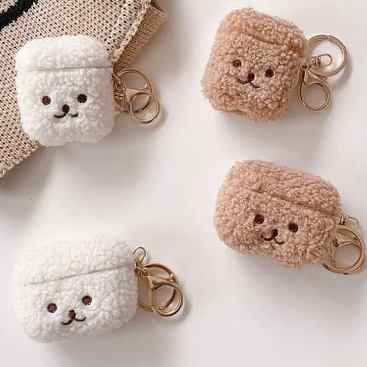 Cute Fluffy Plush Bear Earphone Headphone Case Cover for AirPods