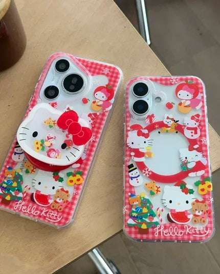 Cute Sanrio Hello Kitty Christmas Holiday Magnetic Holder MagSafe Phone Case Cover for iPhone