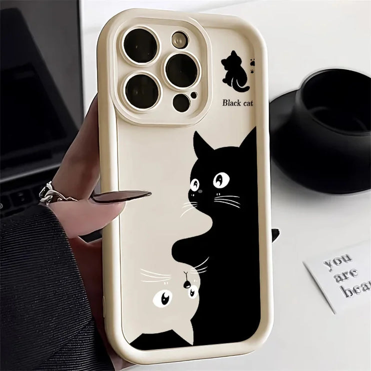 Cute Cartoon Cat Soft Phone Case Cover For iPhone