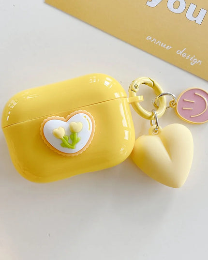 Cute 3D Love Floral Heart Earphone Headphone Case for AirPods