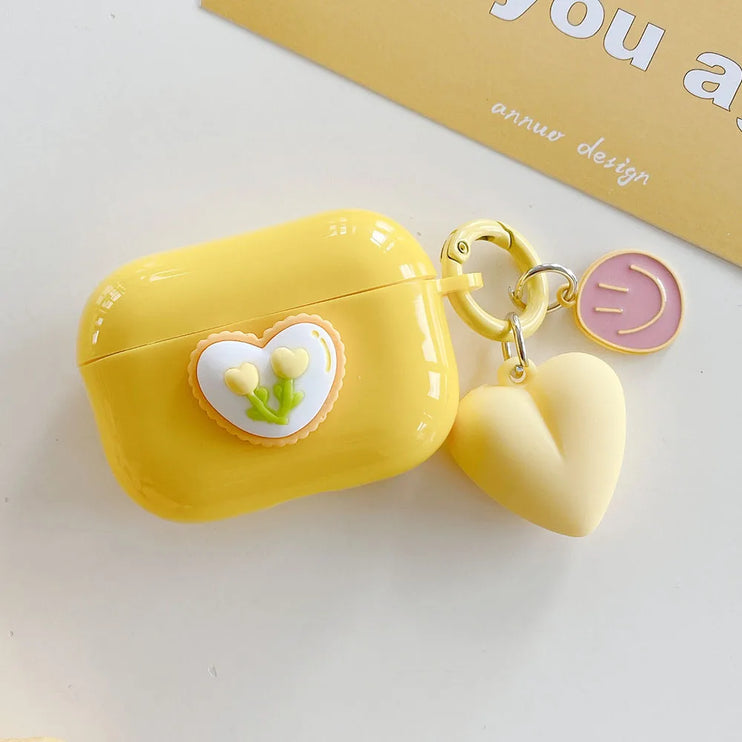 Cute 3D Love Floral Heart Earphone Headphone Case for AirPods