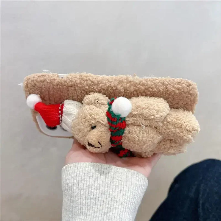 Cute Soft Plush Christmas Holiday Bear Reindeer Phone Case Cover iPhone