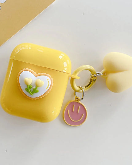 Cute 3D Love Floral Heart Earphone Headphone Case for AirPods