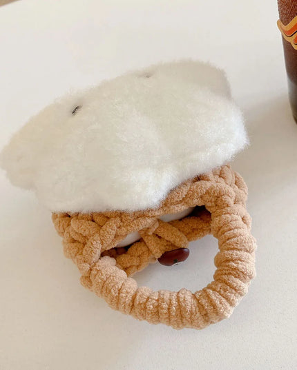 Cute Cloud Knitted Wool Case for AirPods - Soft Furry Protective Cover for Apple Earbuds