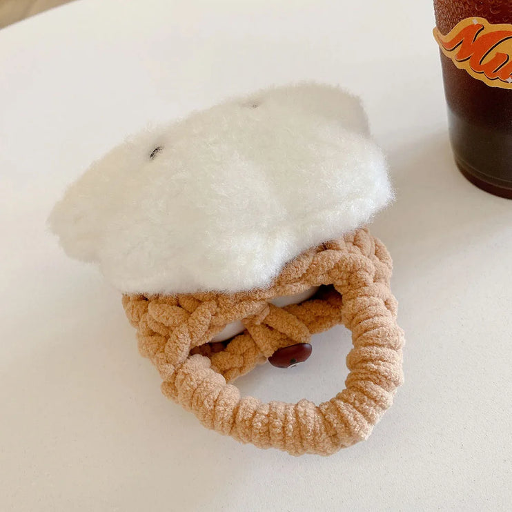 Cute Cloud Knitted Wool Case for AirPods - Soft Furry Protective Cover for Apple Earbuds