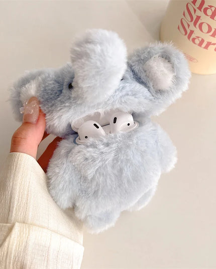 Kawaii Fluffy Elephant AirPods Case - Plush Protection for Your Earbuds