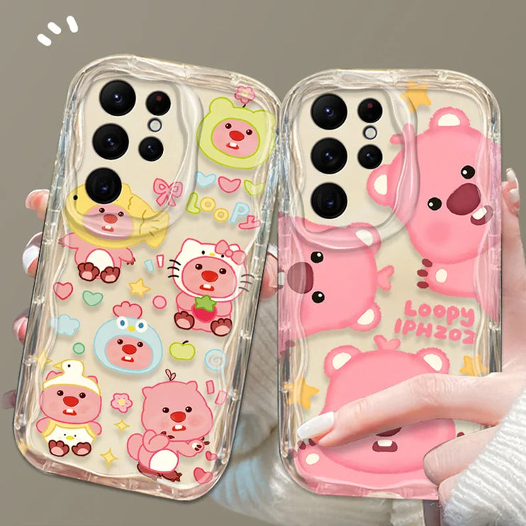 Cute Cartoon Clear 3D Wave Phone Case Cover for Samsung Galaxy S Series